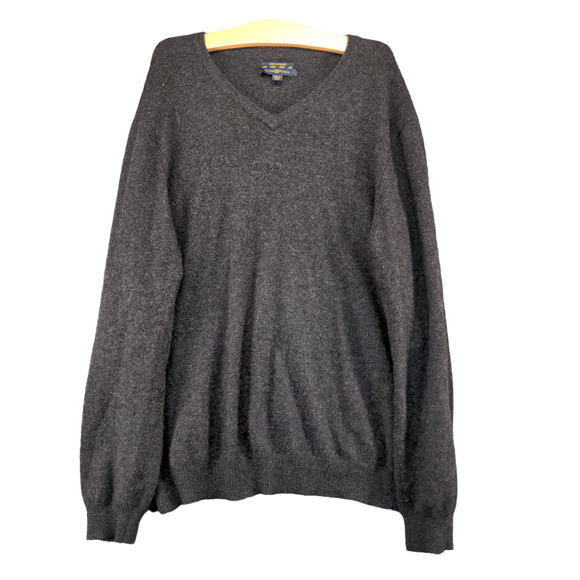 Club Room Men's 2-Ply Cashmere Knit Sweater Gray Large Long Sleeve V-Neck - Picture 1 of 11